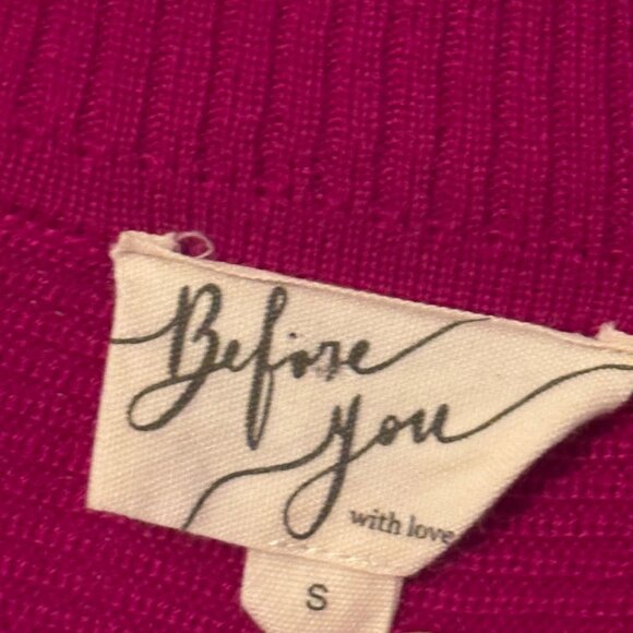 Magenta Mock Neck Batwing Sleeve Knit Dress By Before You Size S 100% Acrylic dr - Picture 3 of 12